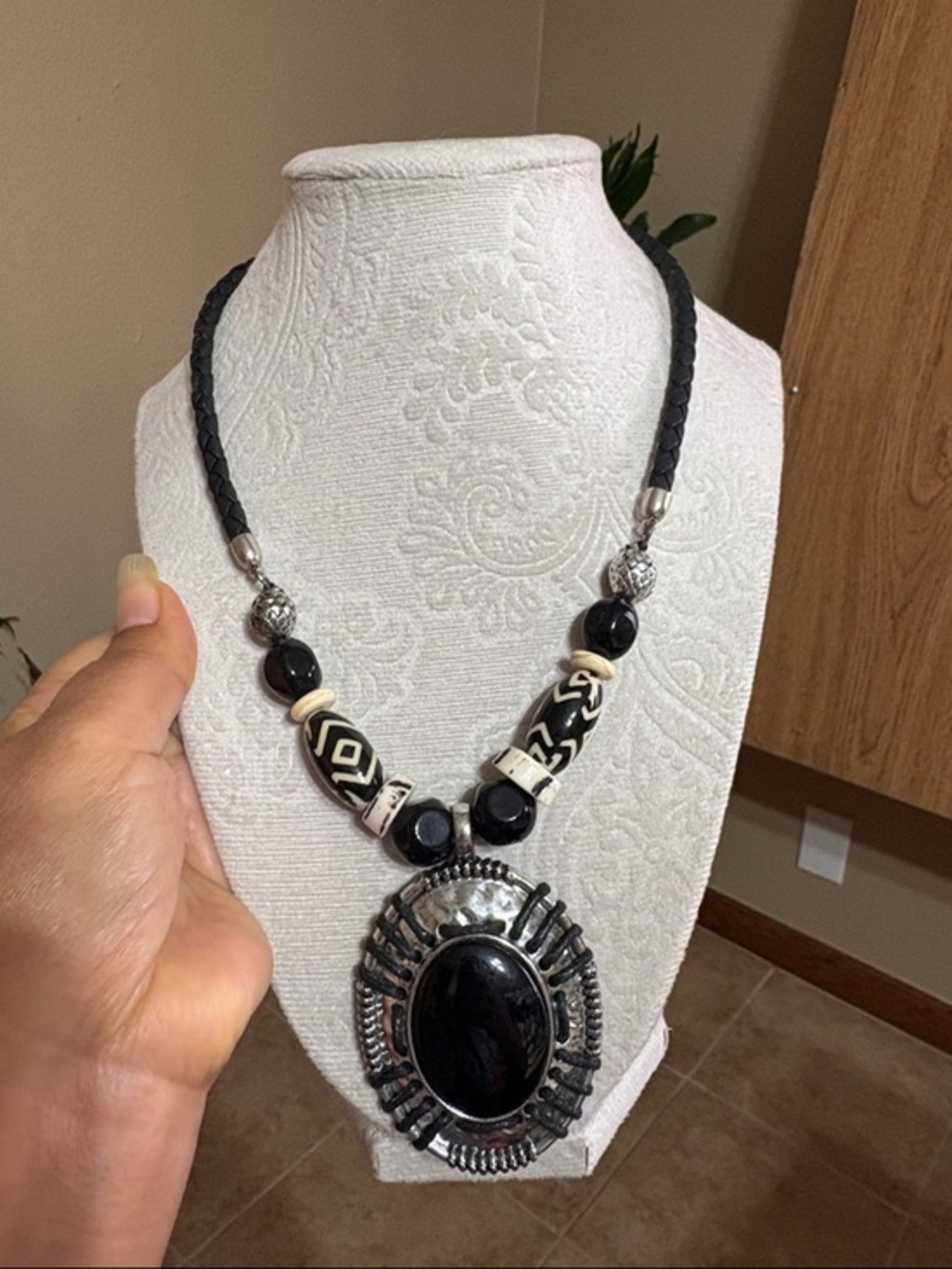 Boho Black Statement Pendant Necklace - Unbranded